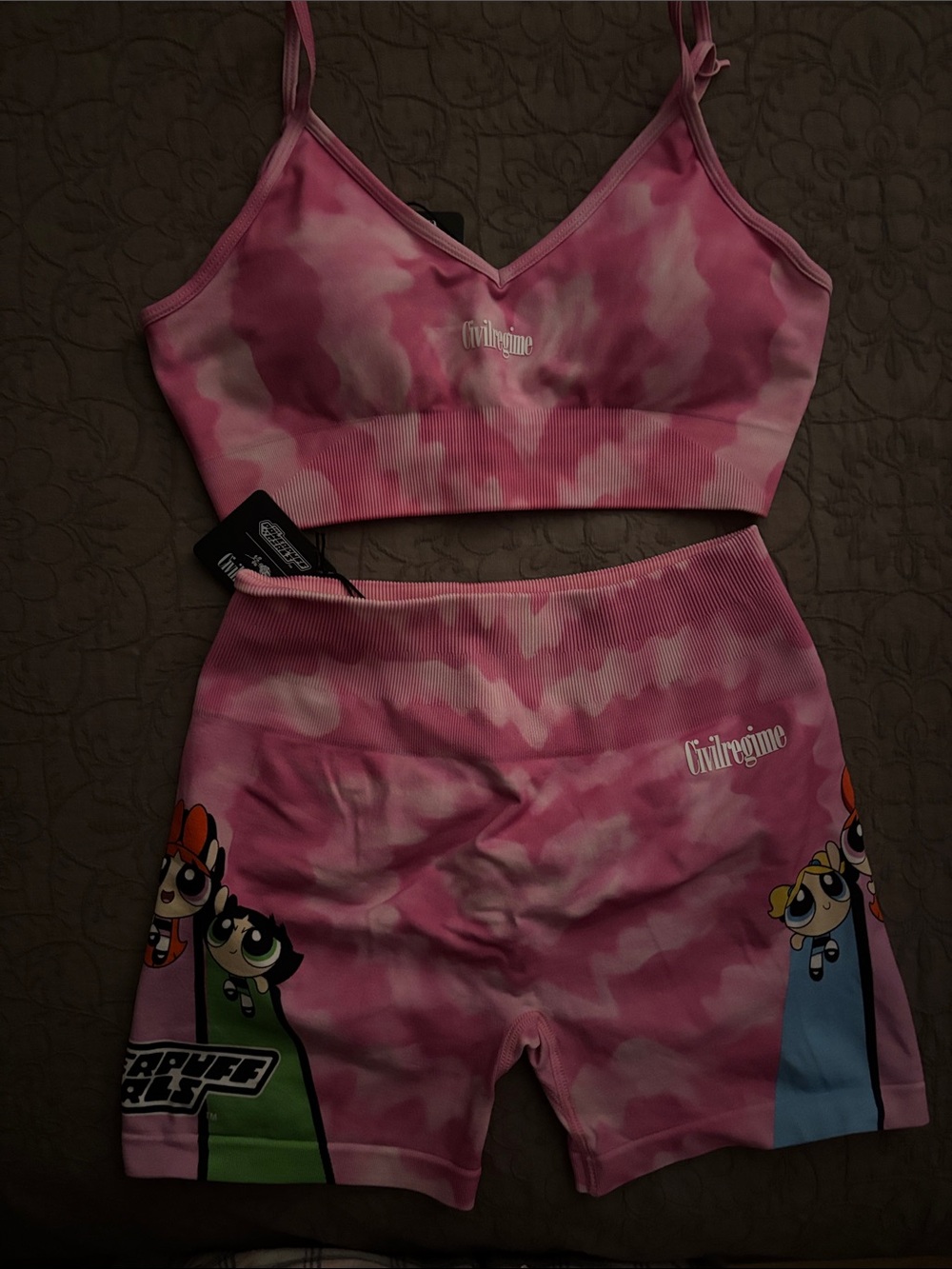 Civil Regime Pink Tie-Dye Powerpuff Girls Active Set